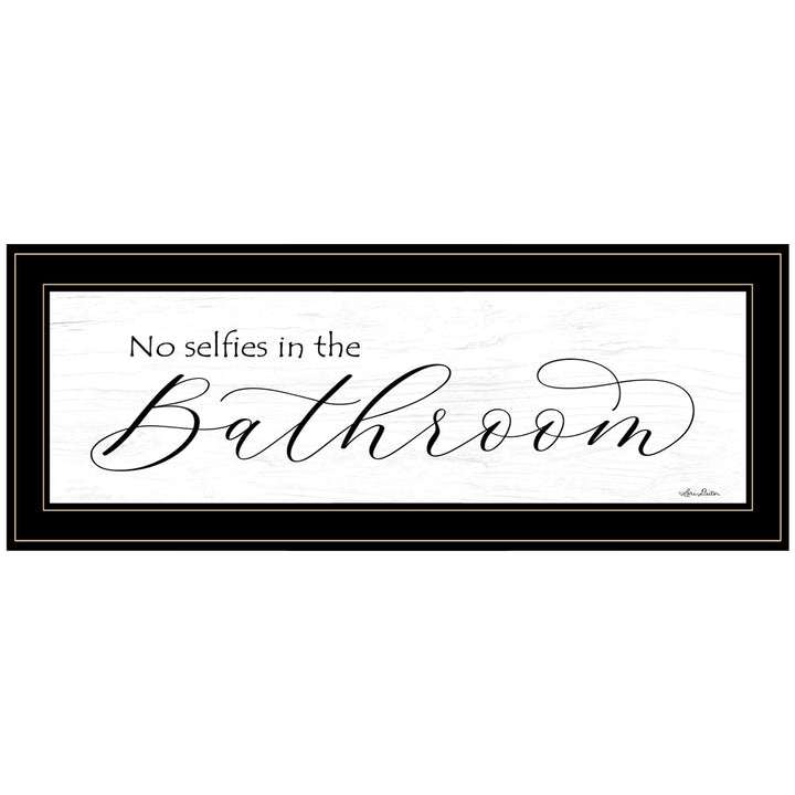 No Selfies in the Bathroom 3 Black Framed Print Bathroom Wall Art