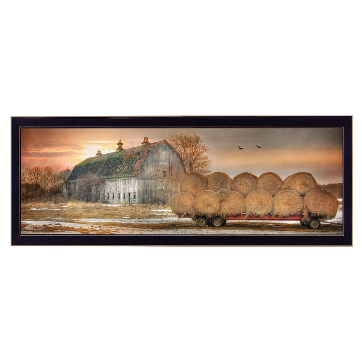 Sunset on the Farm 1 Black Framed Print Wall Art