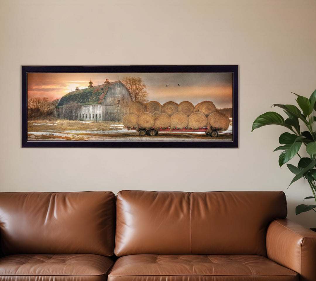 Sunset on the Farm 1 Black Framed Print Wall Art