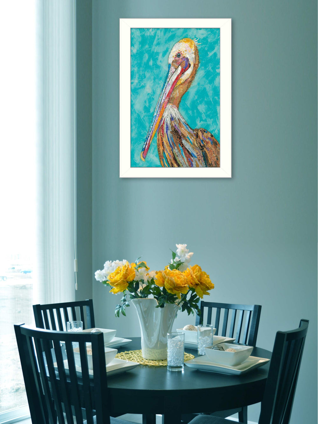 Pelican II White Framed Print Wall Art