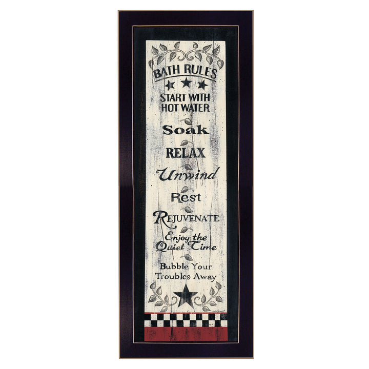 Bath Rules 6 Black Framed Print Bathroom Wall Art