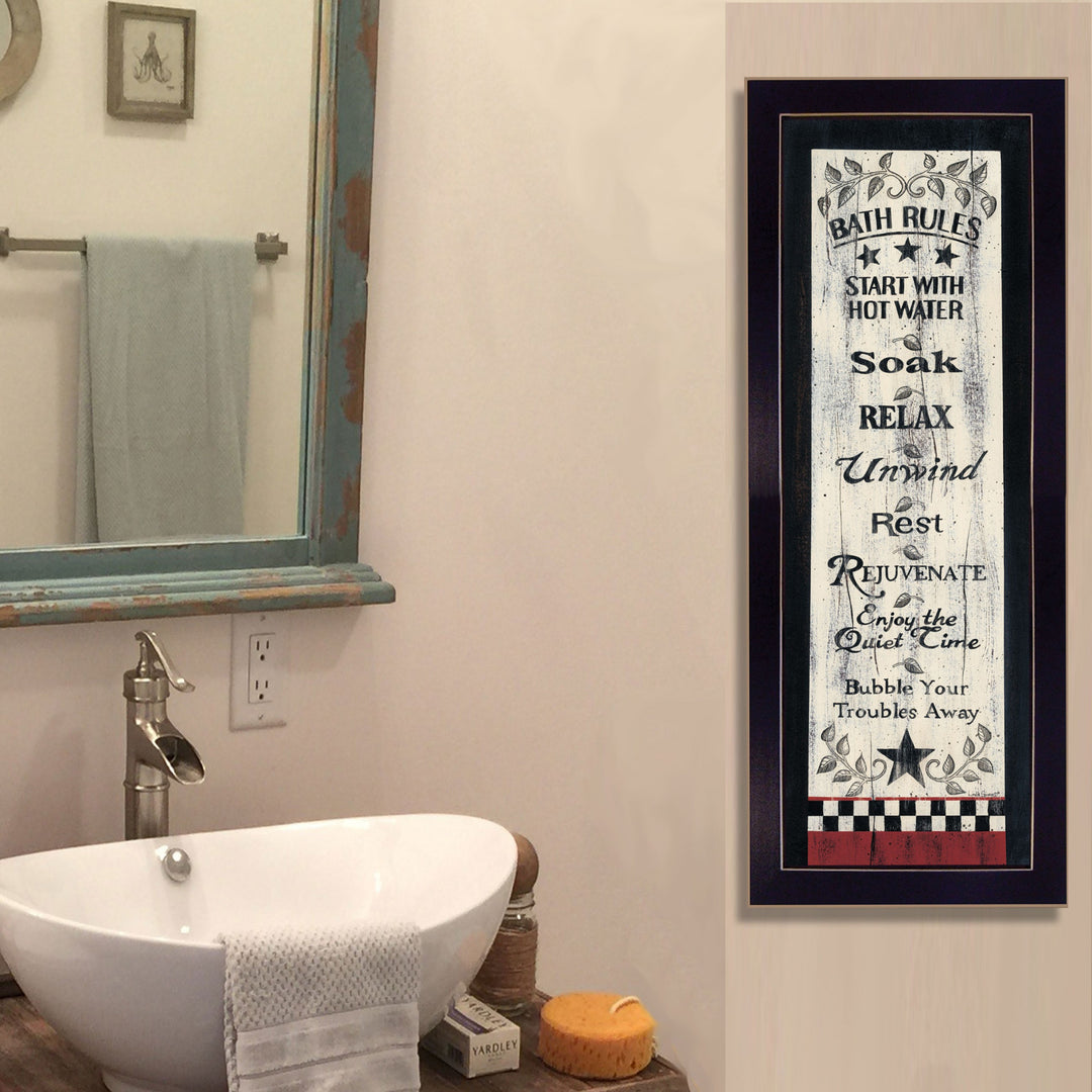 Bath Rules 6 Black Framed Print Bathroom Wall Art