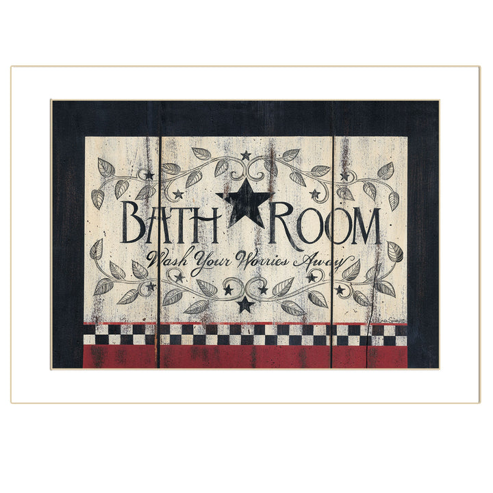 Bathroom 1 White Framed Print Bathroom Wall Art