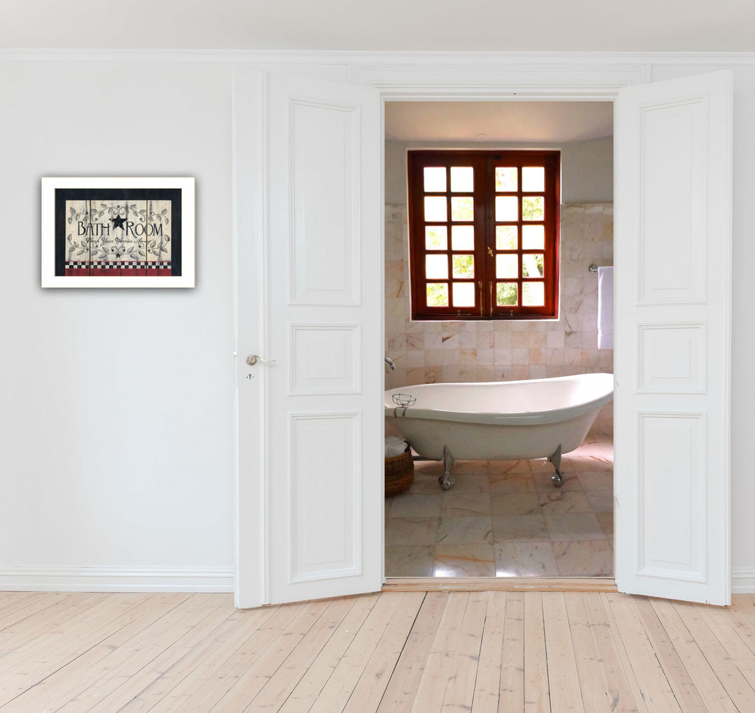 Bathroom 1 White Framed Print Bathroom Wall Art