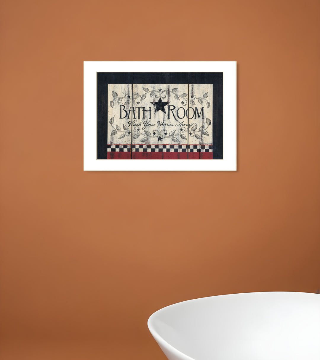 Bathroom 1 White Framed Print Bathroom Wall Art