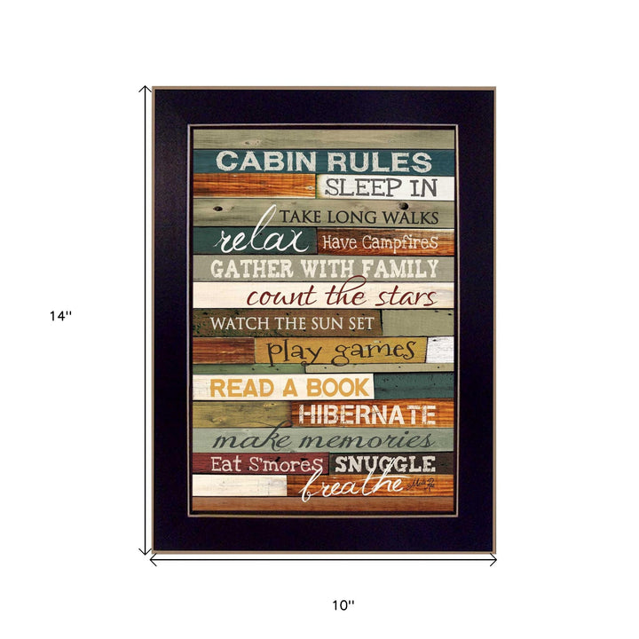 Cabin Rules 1 Black Framed Print Wall Art