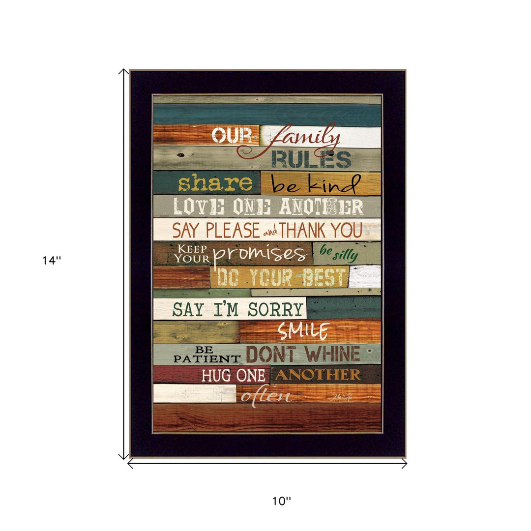 Our Family Rules 1 Black Framed Print Wall Art