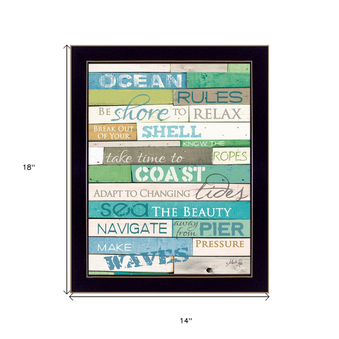 Ocean Rules 1 Black Framed Print Wall Art