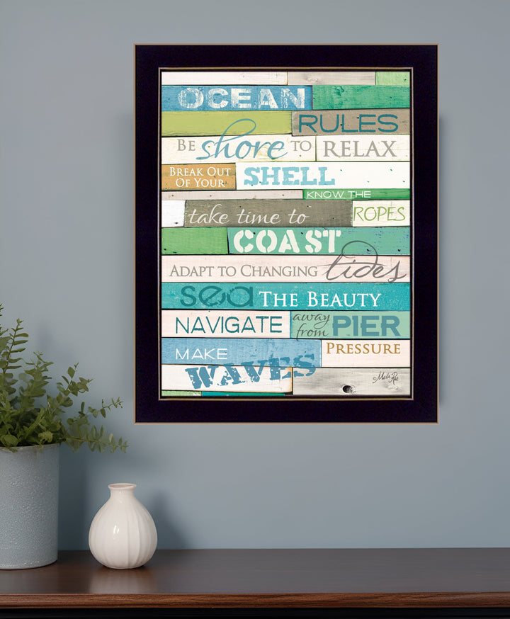 Ocean Rules 1 Black Framed Print Wall Art