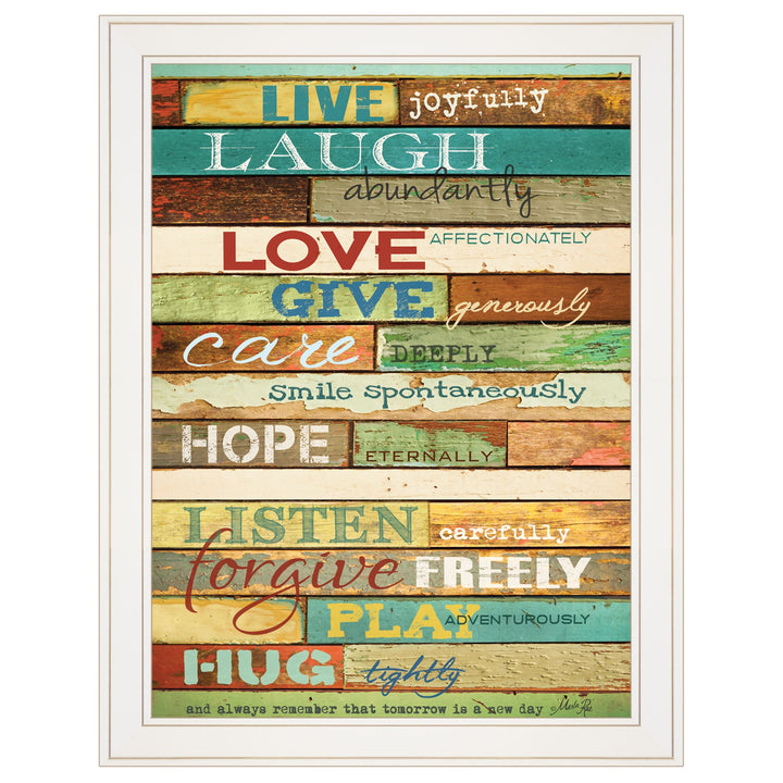 Live Joyfully 4 White Framed Print Wall Art