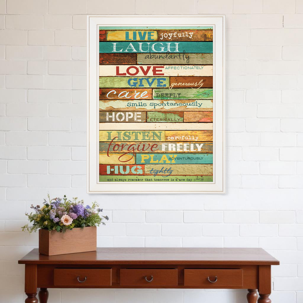 Live Joyfully 4 White Framed Print Wall Art