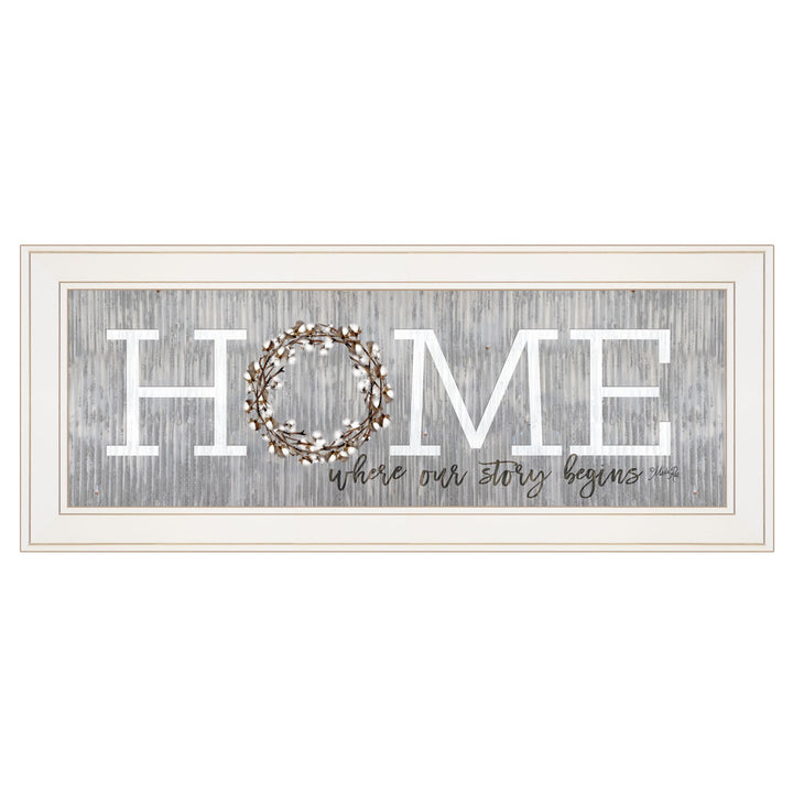 Home Where Our Story Begins White Framed Print Wall Art