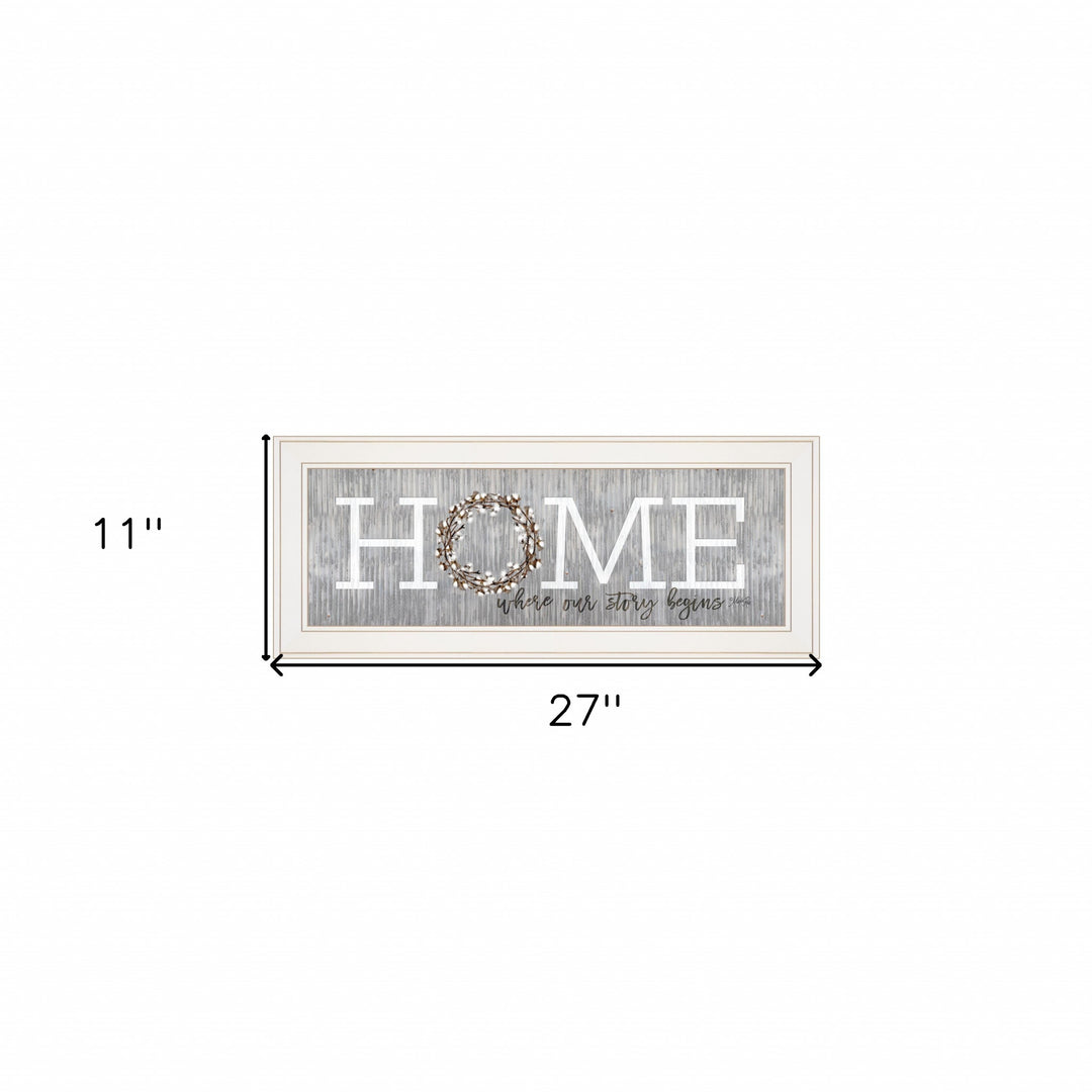 Home Where Our Story Begins White Framed Print Wall Art