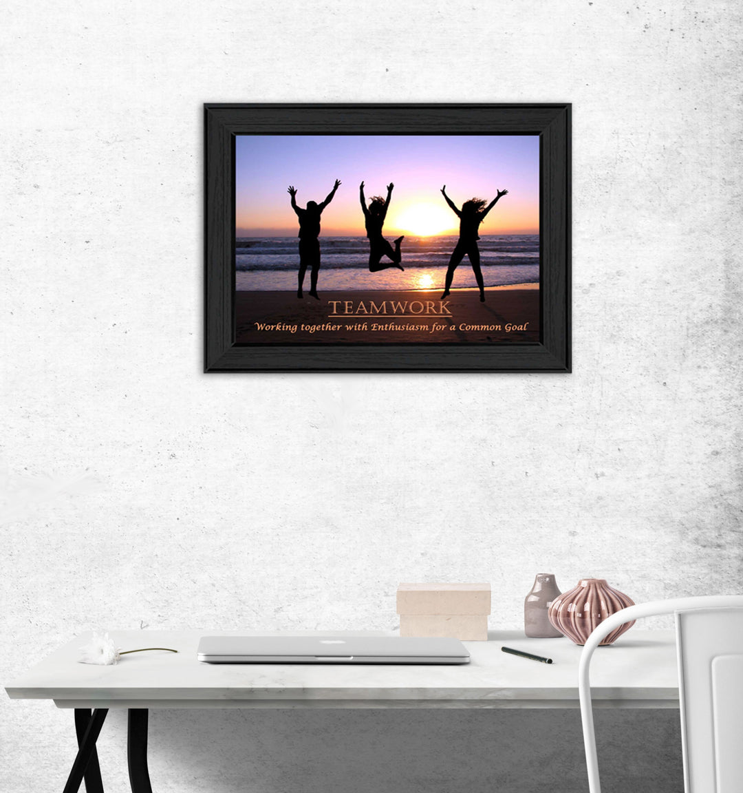 Teamwork Black Framed Print Wall Art