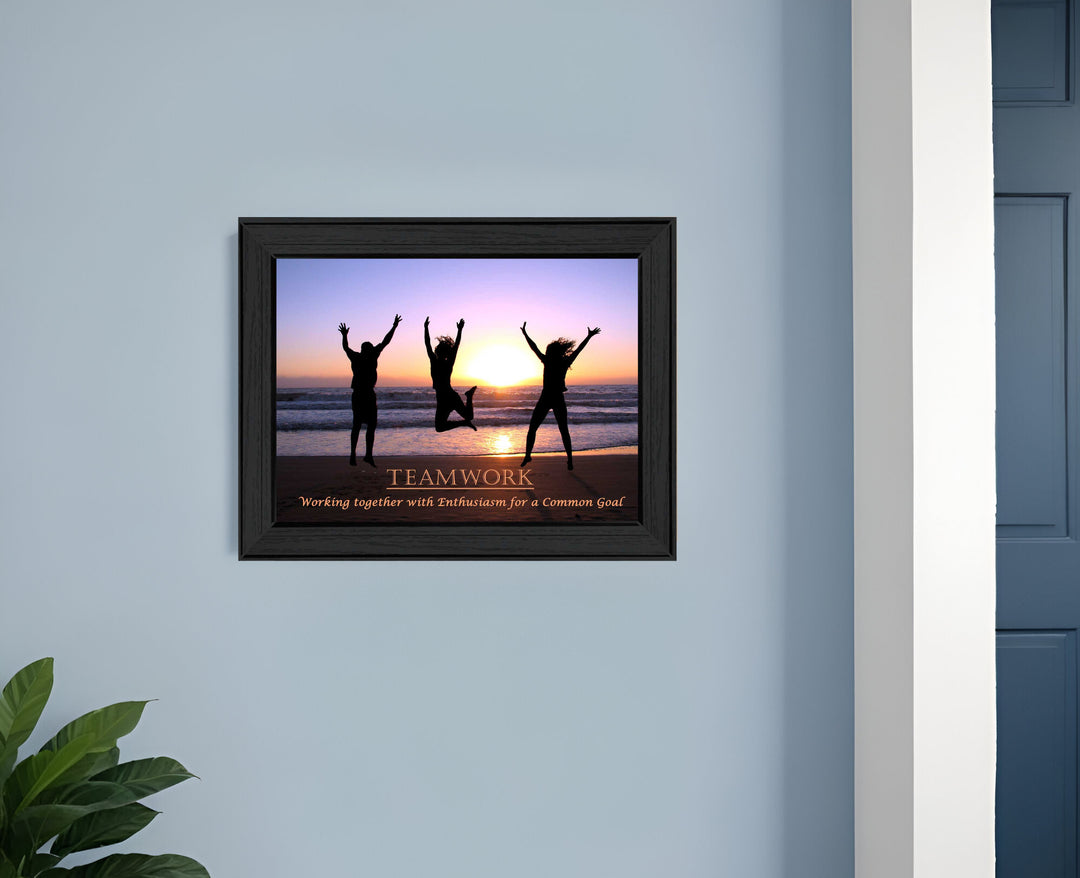 Teamwork Black Framed Print Wall Art