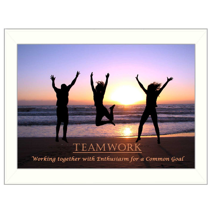 Teamwork White Framed Print Wall Art