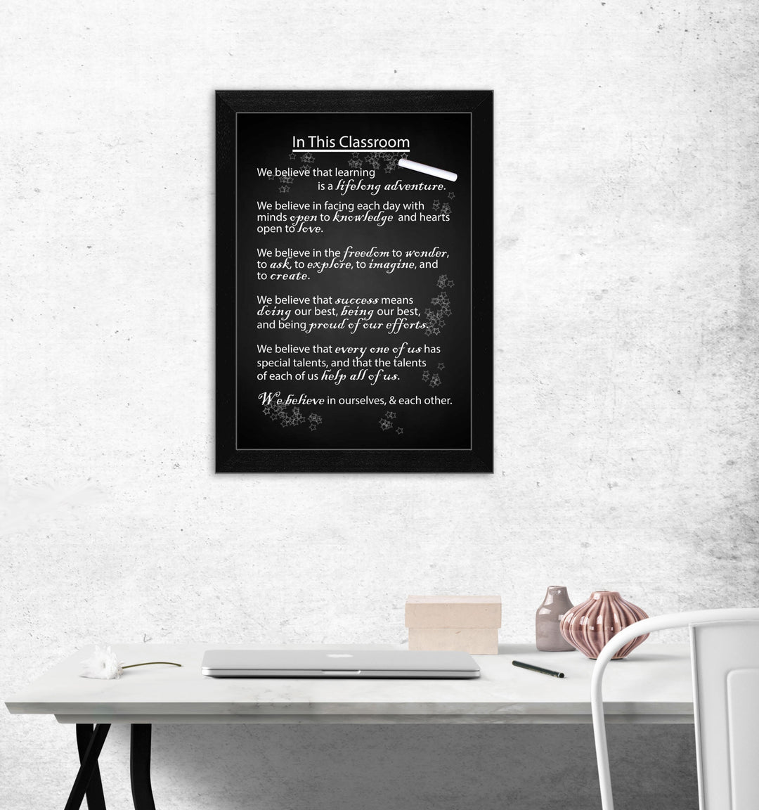 In the Classroom Black Framed Print Wall Art