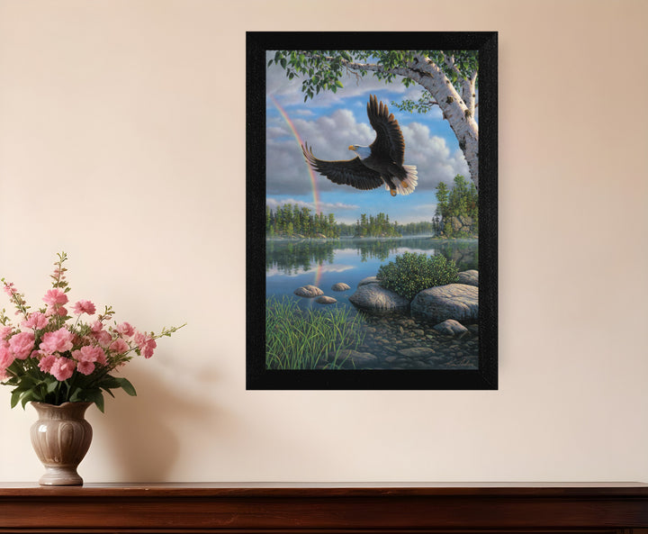 On Eagles Wings 1 Black Framed Print Wall Art