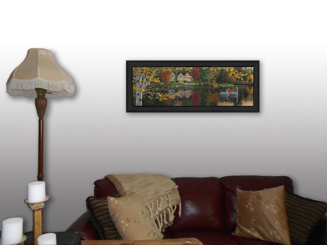 Autumn Grace Panoramic Black Framed Print Wall Art