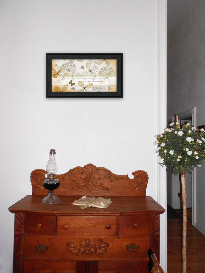 Faith Sees Black Framed Print Wall Art