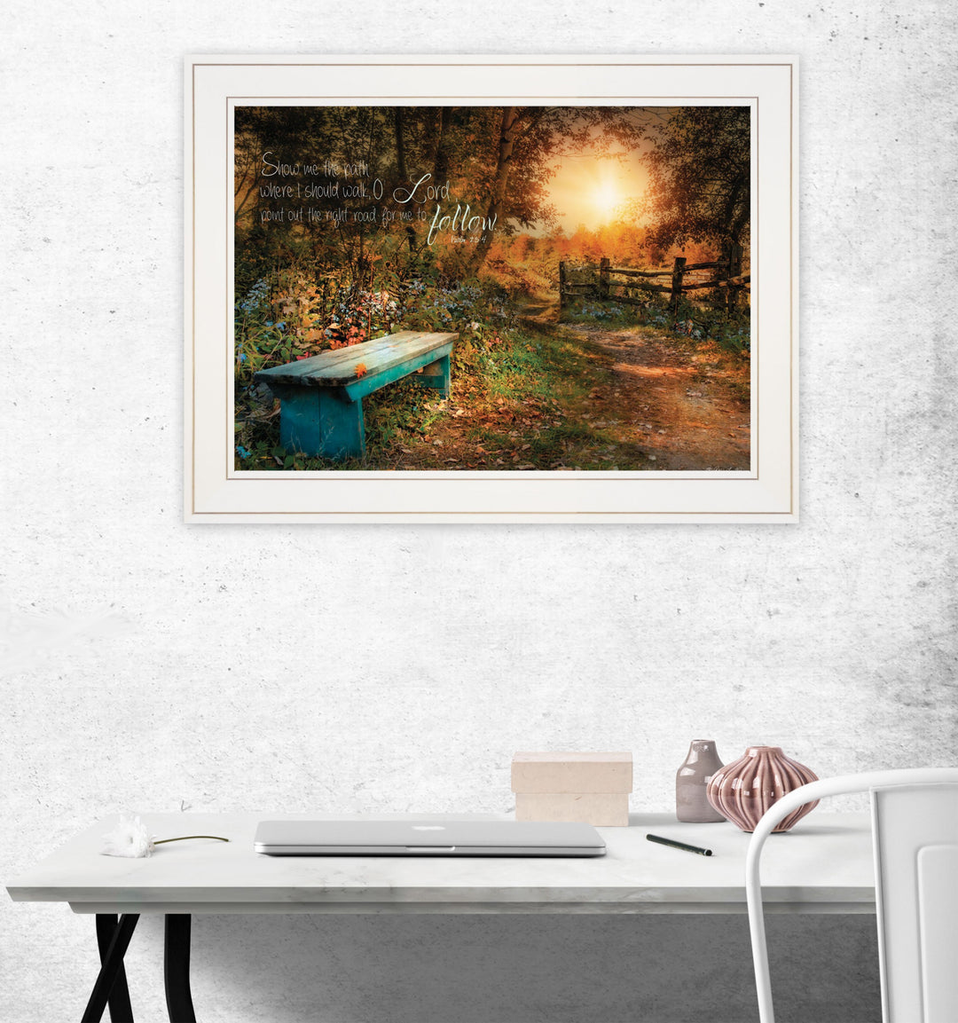 Show Me the Path 1 White Framed Print Wall Art