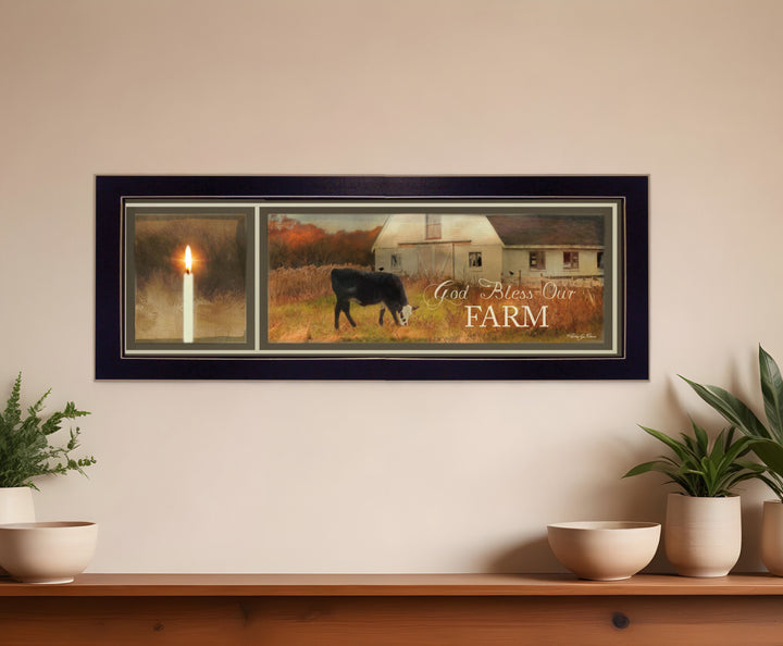 God Bless Our Farm Black Framed Print Wall Art