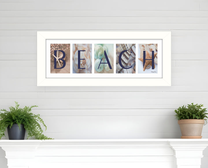 Beach 4 White Framed Print Wall Art