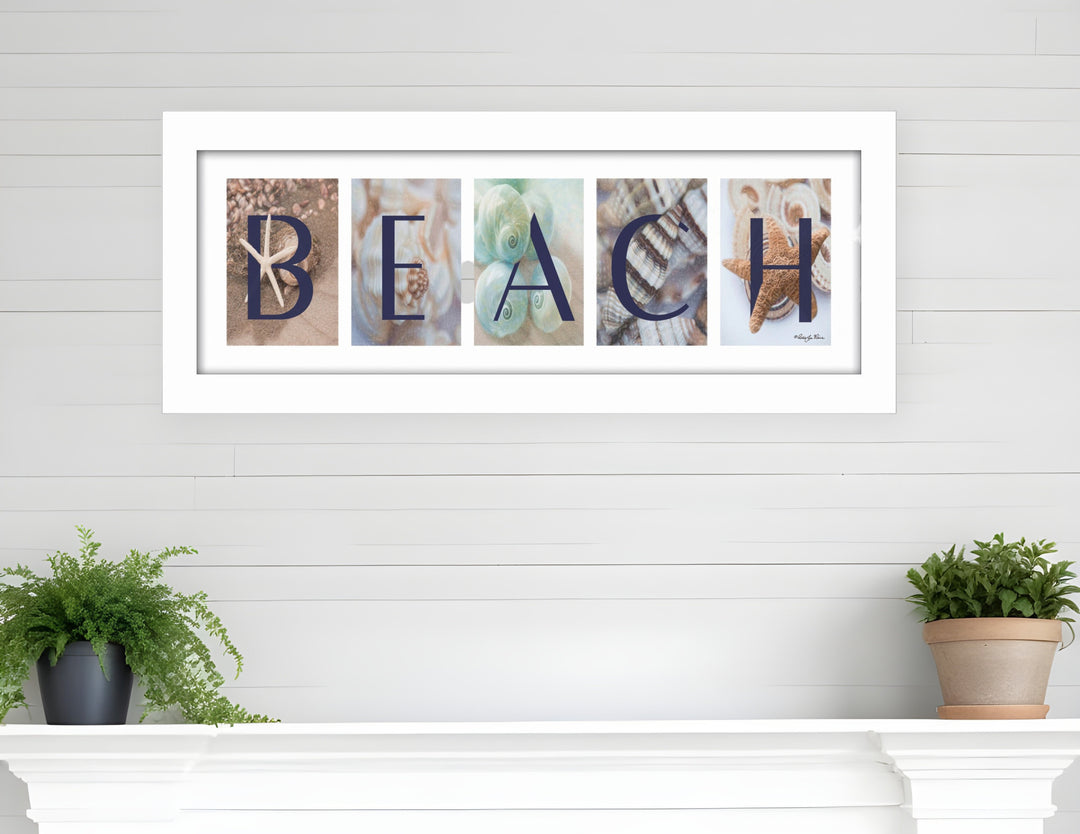 Beach 5 White Framed Print Wall Art