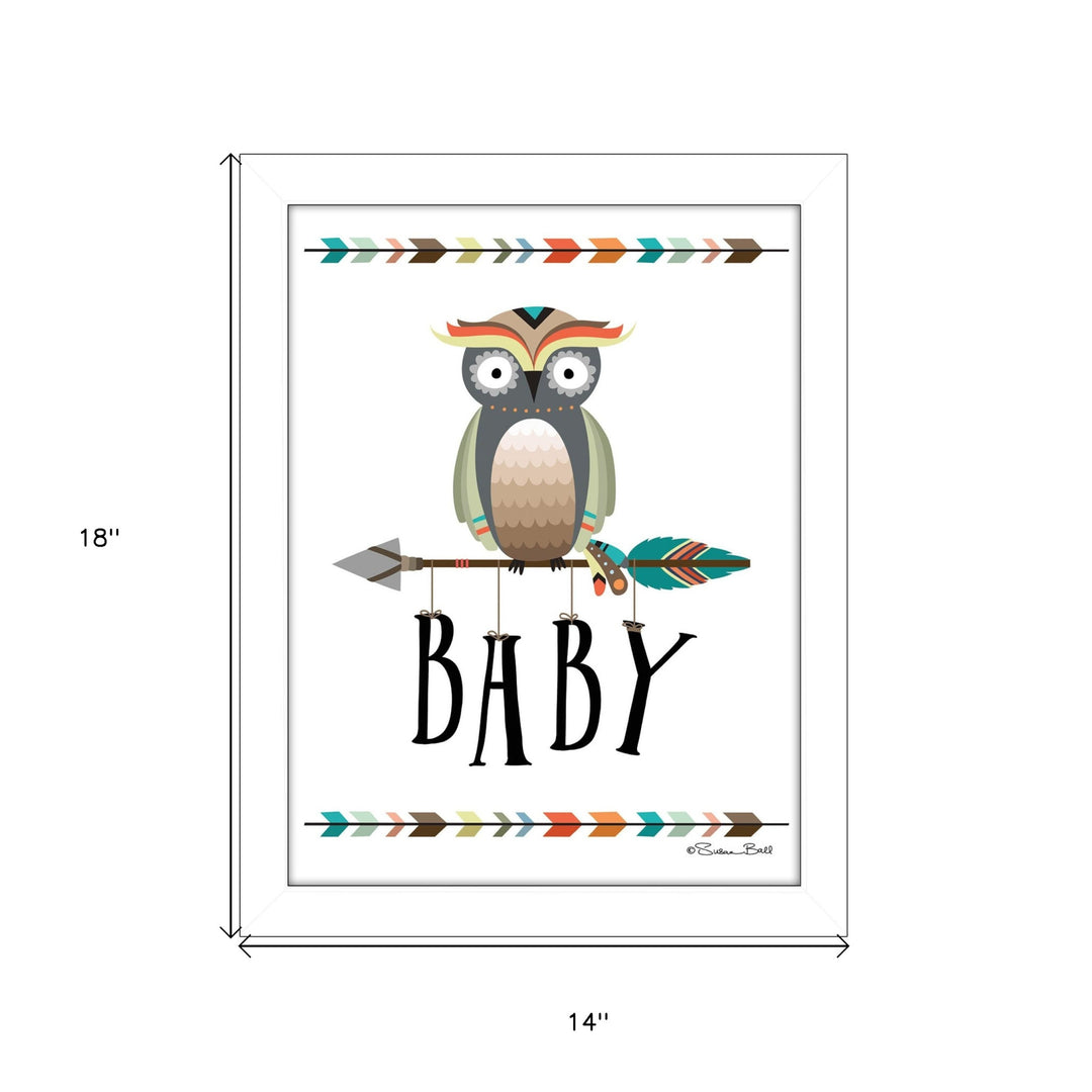 Owl Baby 2 White Framed Print Wall Art