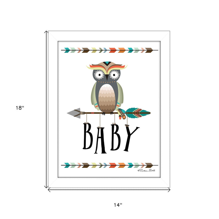 Owl Baby 2 White Framed Print Wall Art