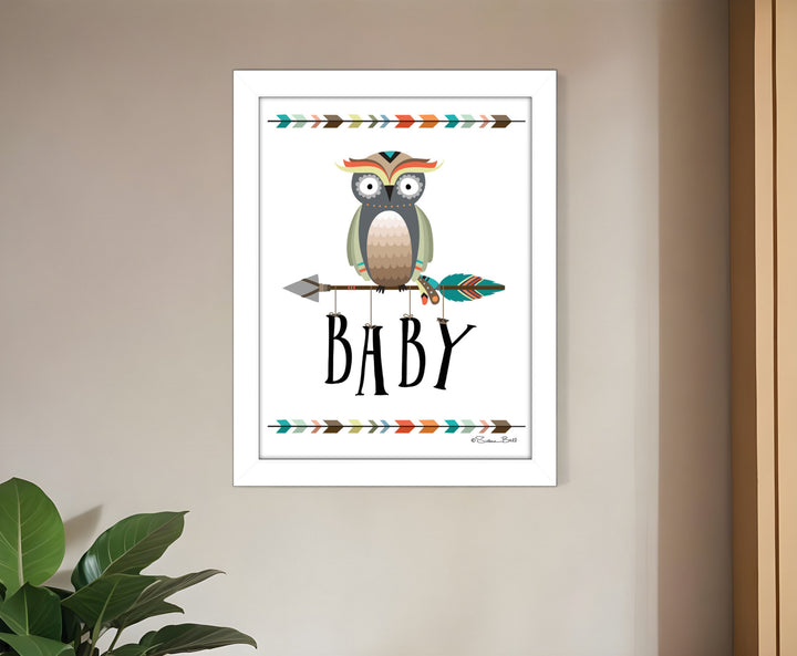 Owl Baby 2 White Framed Print Wall Art