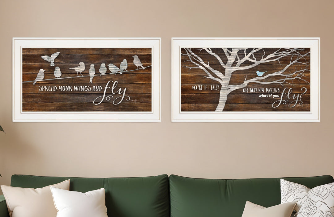 Set Of Two Spread Your Wings 1 White Framed Print Wall Art