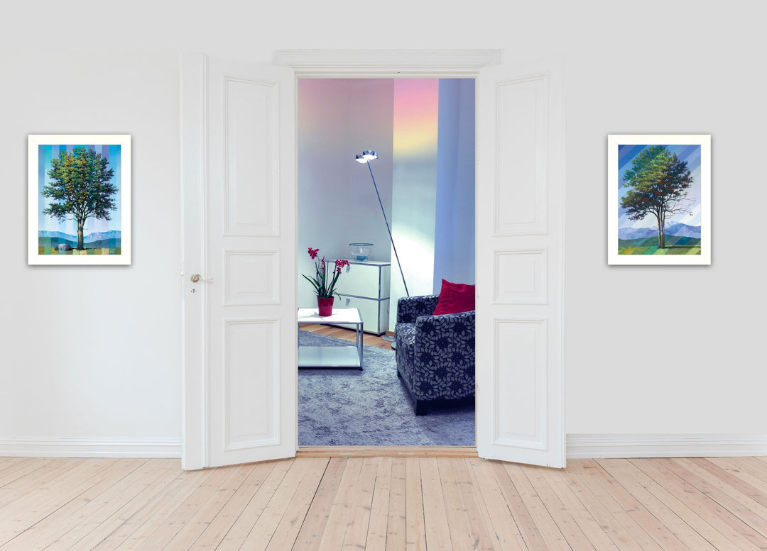 Set Of Two Catching Light as Time Passes White Framed Print Wall Art