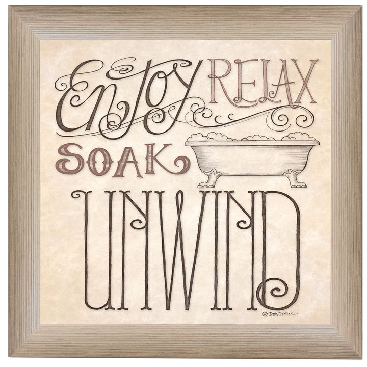 Soak and Relax 1 Brown Framed Print Bathroom Wall Art