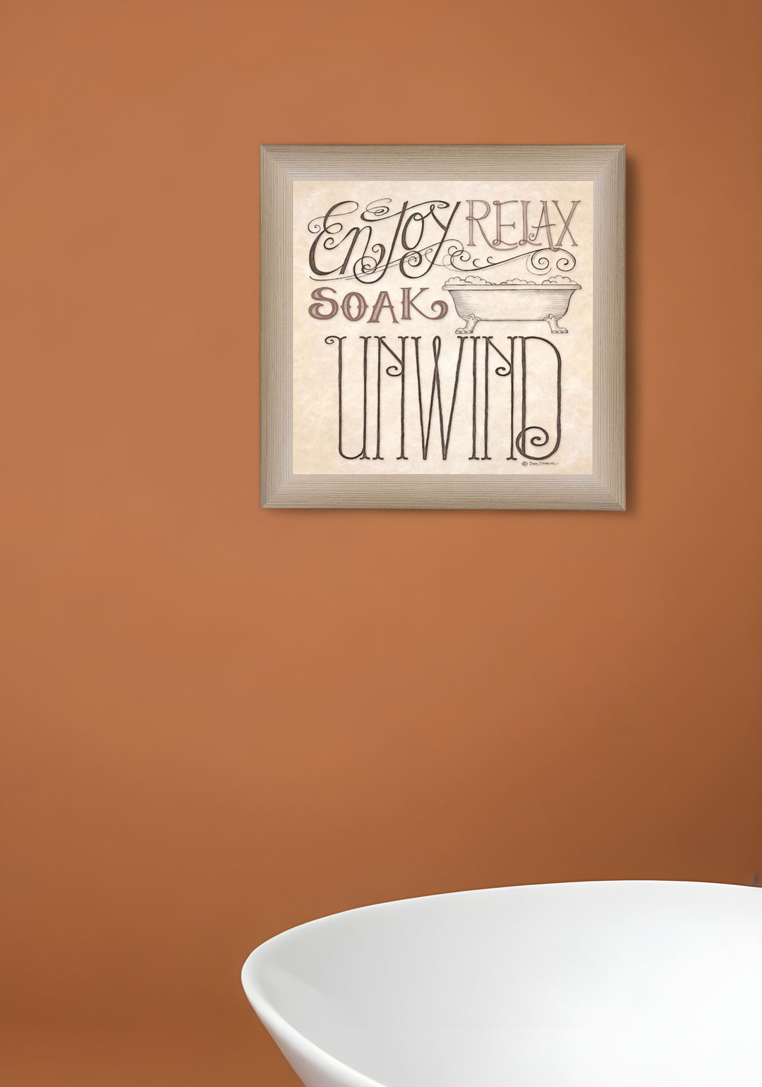 Soak and Relax 1 Brown Framed Print Bathroom Wall Art