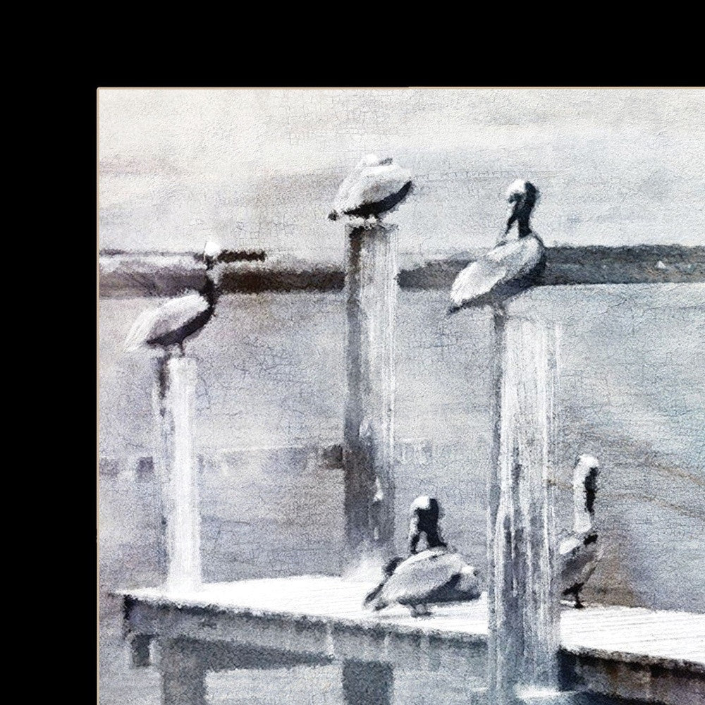 Birds on a Pier 1 Black Framed Print Kitchen Wall Art