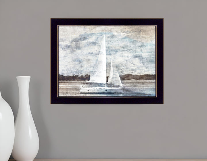 Sailboat on Water 1 Black Framed Print Wall Art