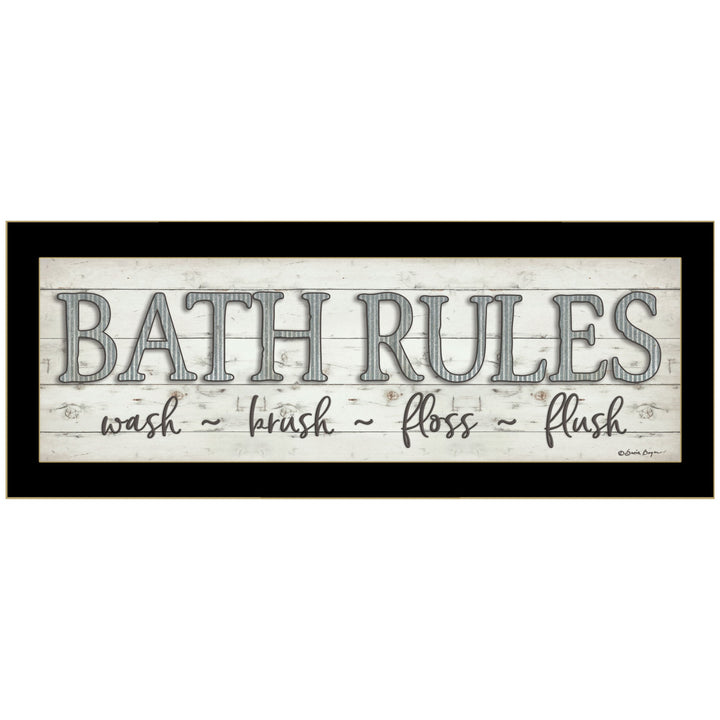 Bath Rules 3 Black Framed Print Bathroom Wall Art