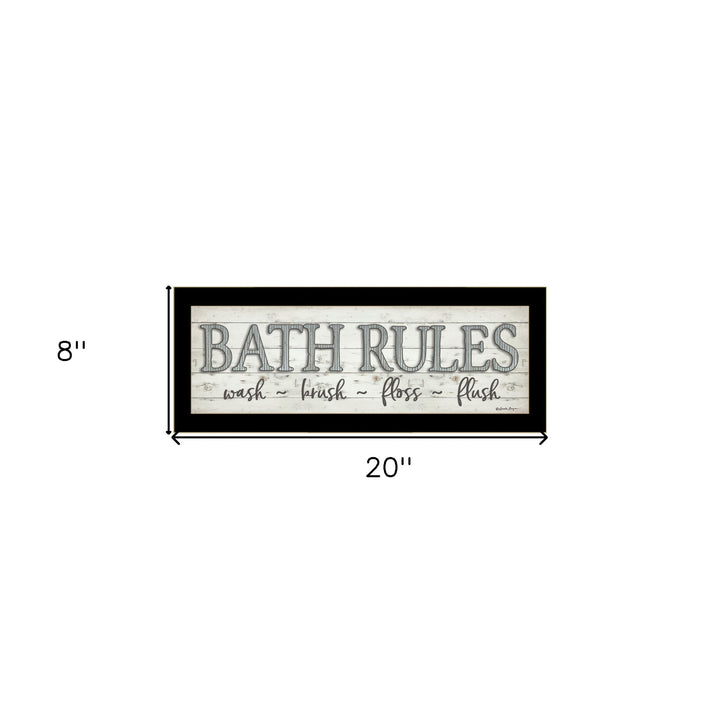 Bath Rules 3 Black Framed Print Bathroom Wall Art