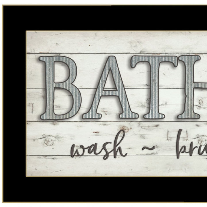 Bath Rules 3 Black Framed Print Bathroom Wall Art