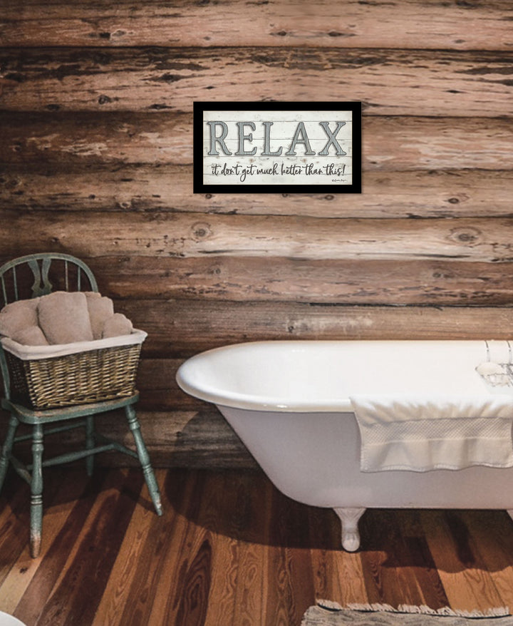 Relax 2 Black Framed Print Bathroom Wall Art