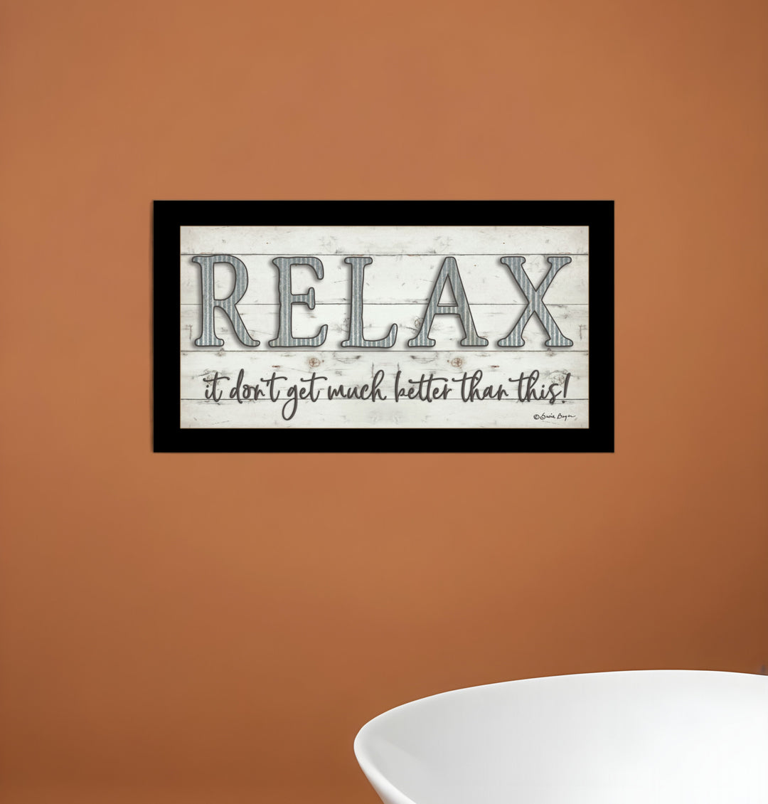 Relax 2 Black Framed Print Bathroom Wall Art