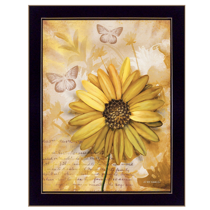 Flowers and Butterflies II 1 Black Framed Print Wall Art