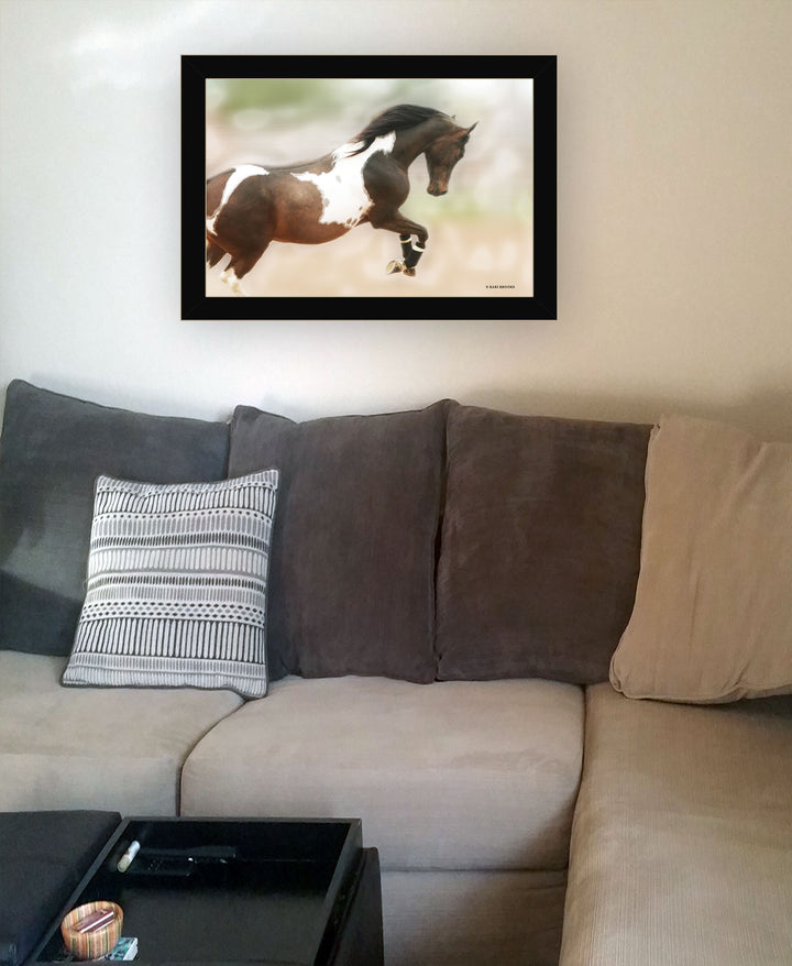 Wild Horses Black Framed Print Wall Art