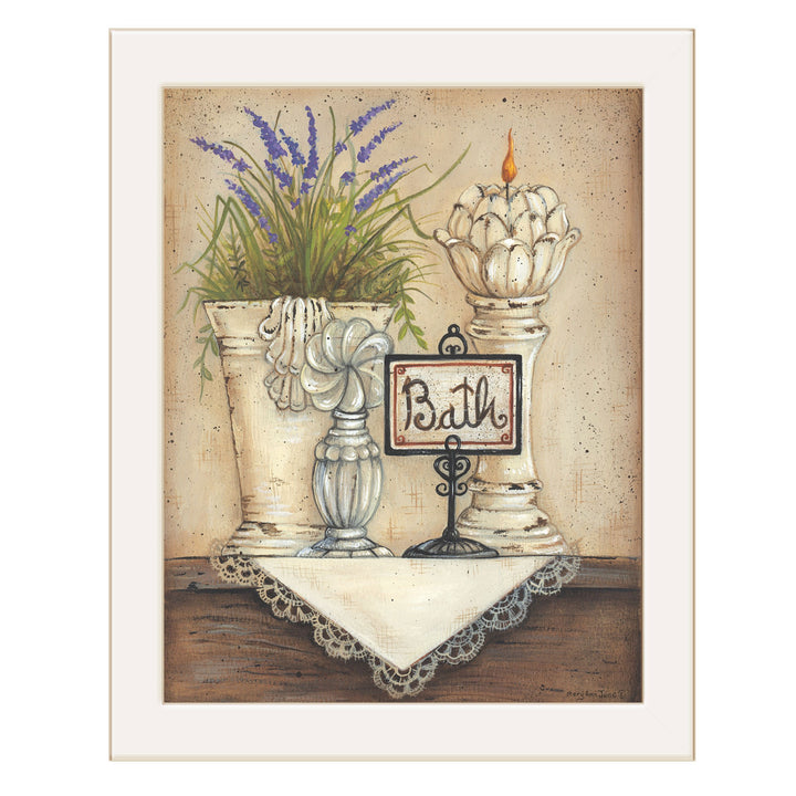 Bath 1 White Framed Print Bathroom Wall Art