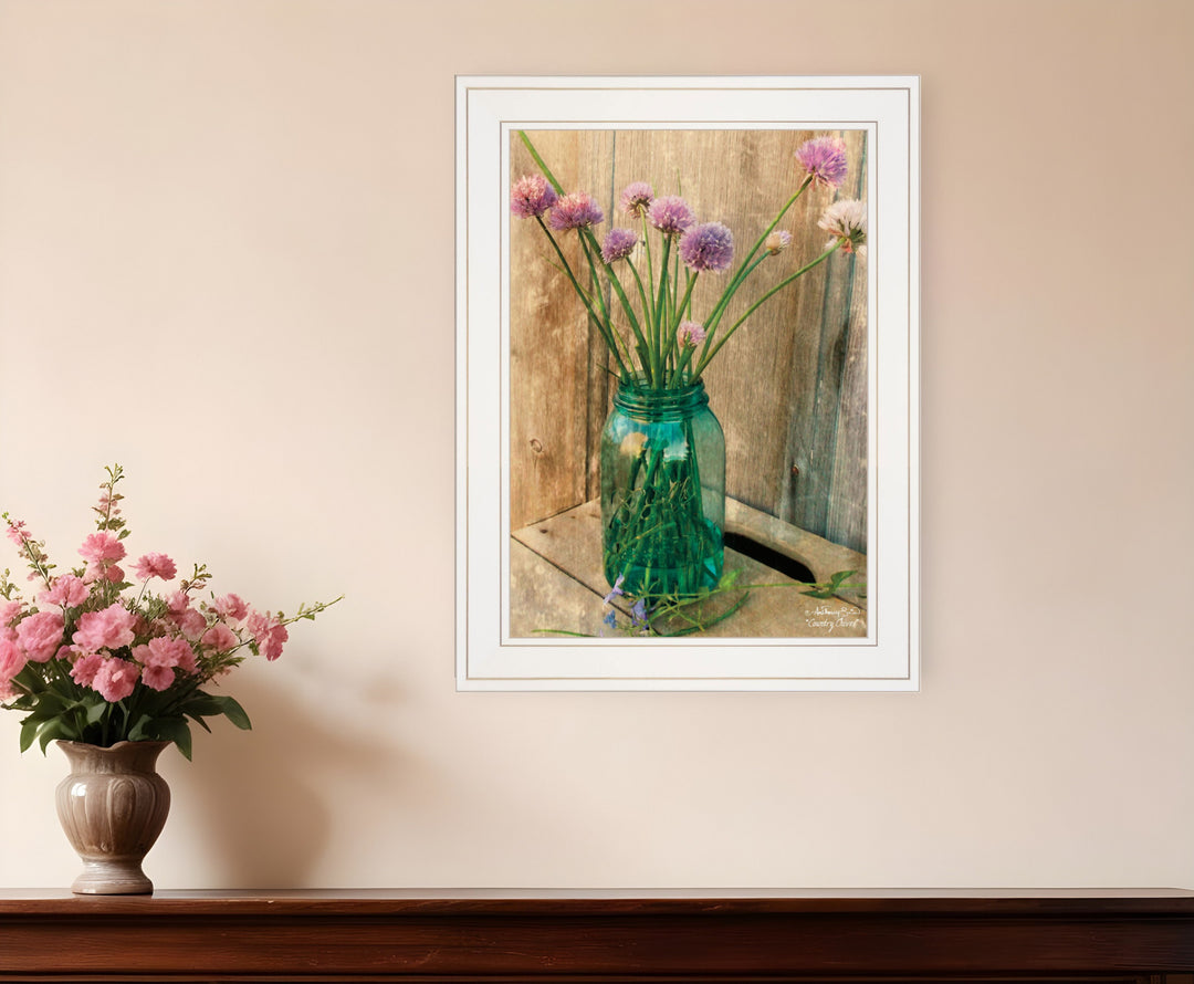 Country Chives 1 White Framed Print Wall Art