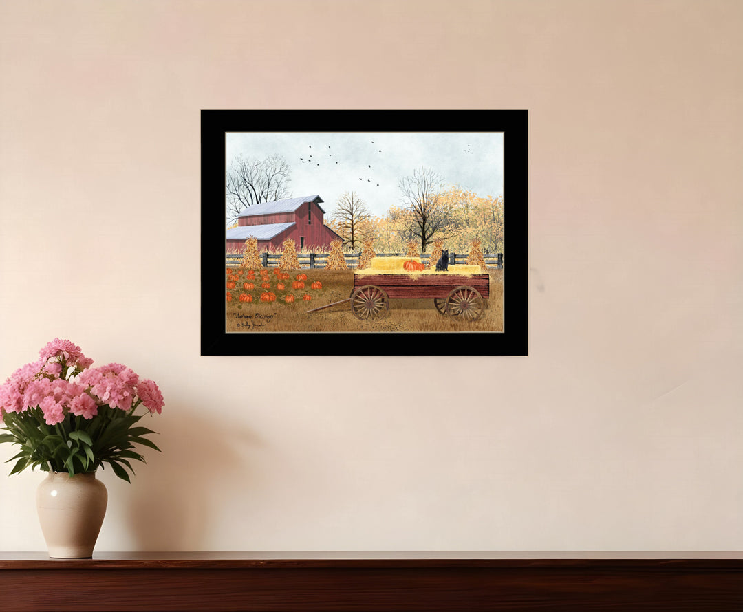 Autumn Blessings 3 Black Framed Print Wall Art