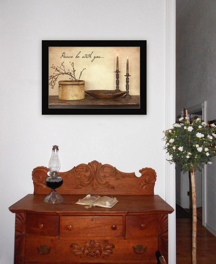 Peace Be with You Black Framed Print Wall Art