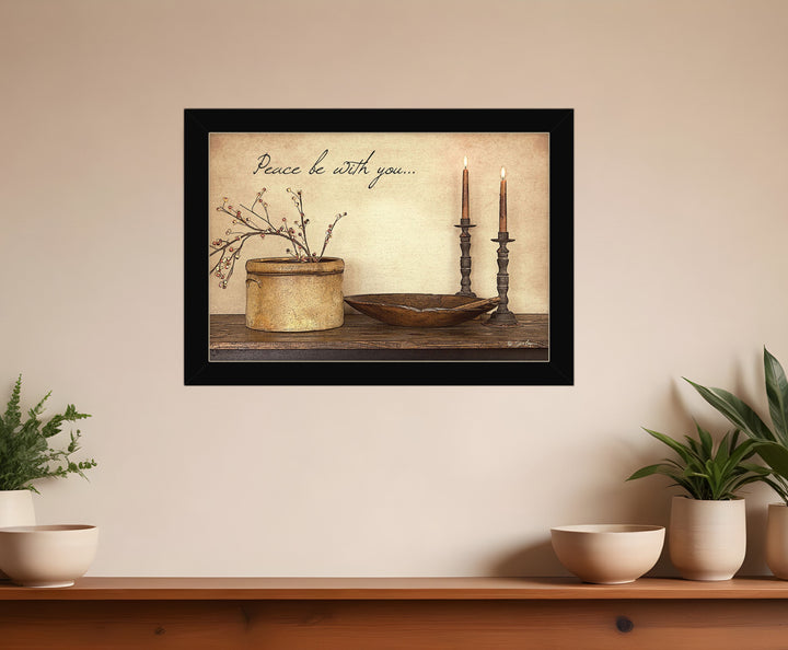 Peace Be with You Black Framed Print Wall Art