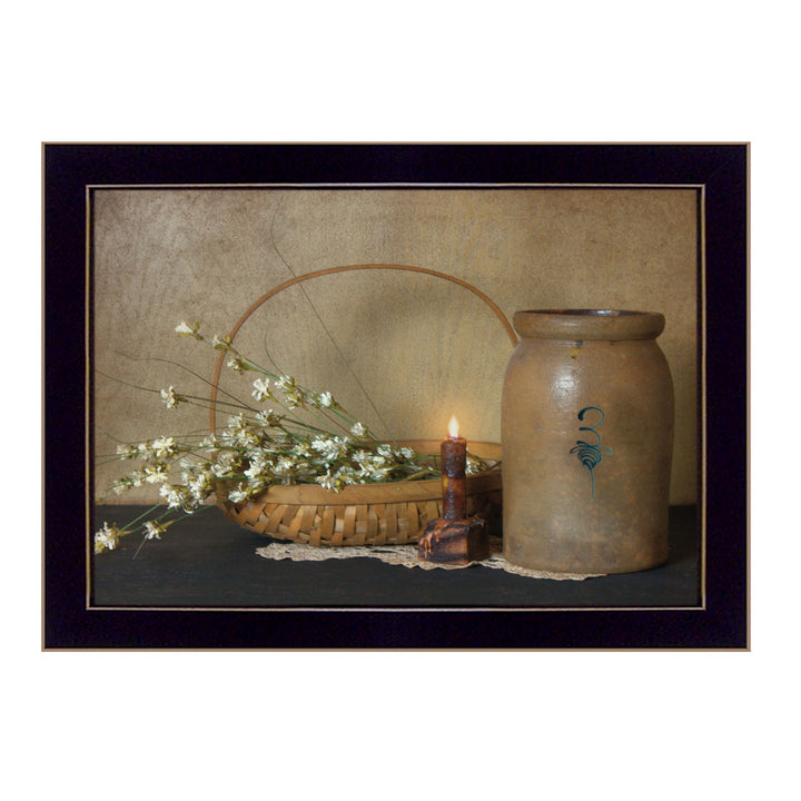 Basket of Flowers 3 Black Framed Print Wall Art